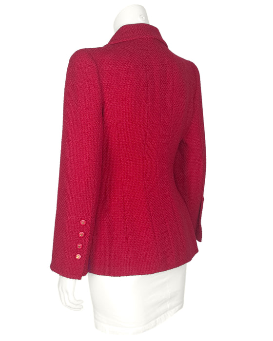 Red and Pink 1995 Boucle Double Breasted Jacket