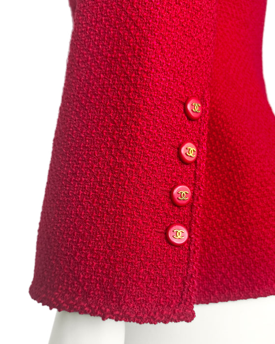 Red and Pink 1995 Boucle Double Breasted Jacket
