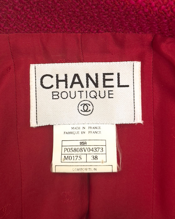 Red and Pink 1995 Boucle Double Breasted Jacket