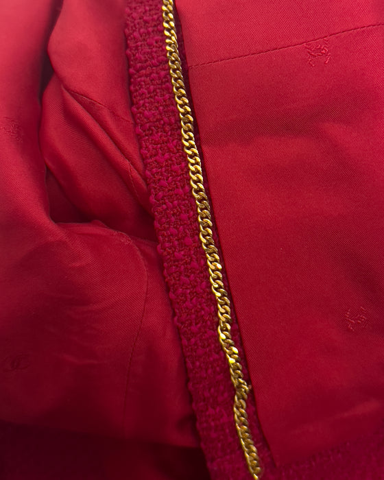 Red and Pink 1995 Boucle Double Breasted Jacket