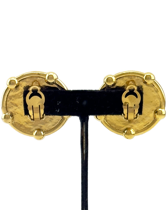 Gilt Metal Round Clip-on Earrings