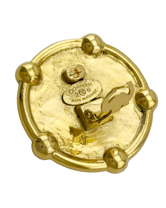 Gilt Metal Round Clip-on Earrings