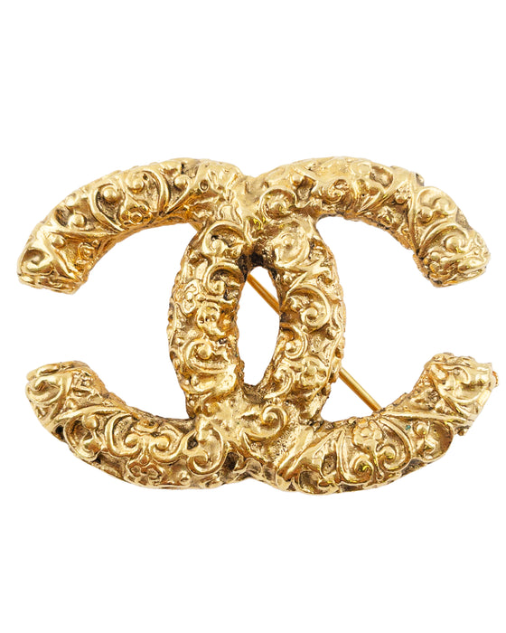 Gold-tone CC Florentine Brooch