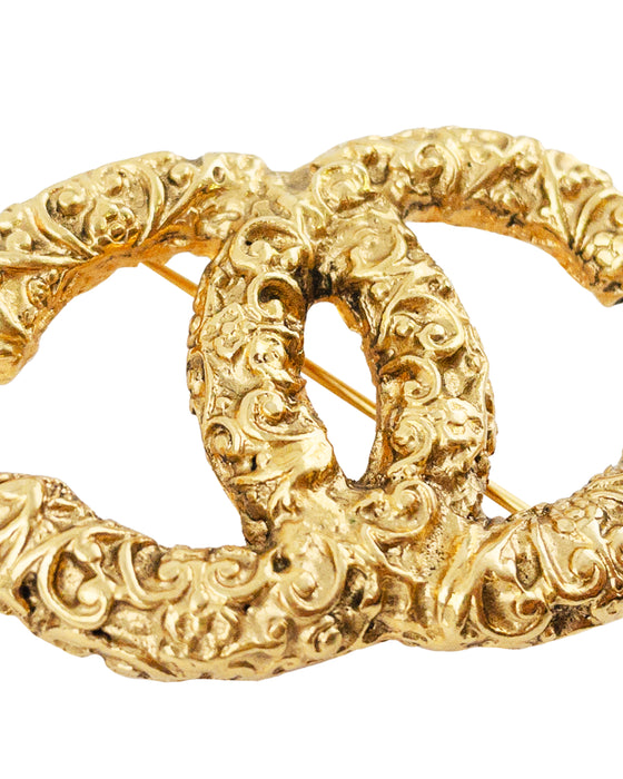 Gold-tone CC Florentine Brooch
