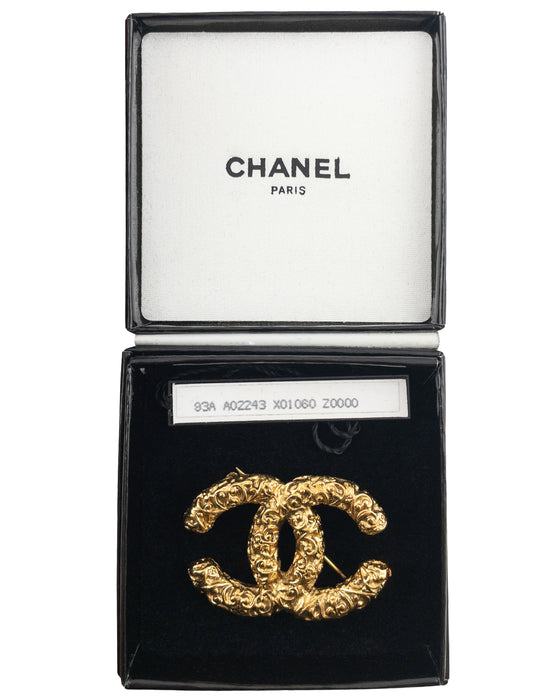 Gold-tone CC Florentine Brooch