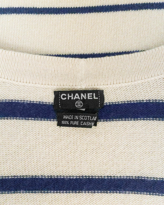 Beige and Navy Stripe Cardigan