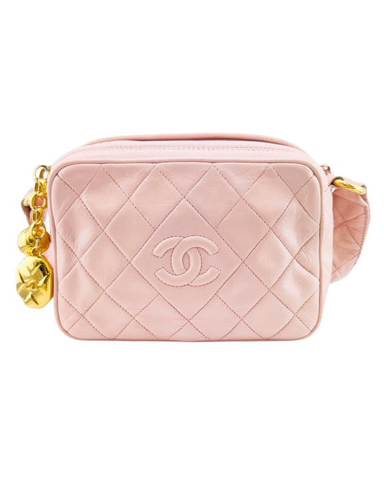 Pink Quilted Mini Camera Bag