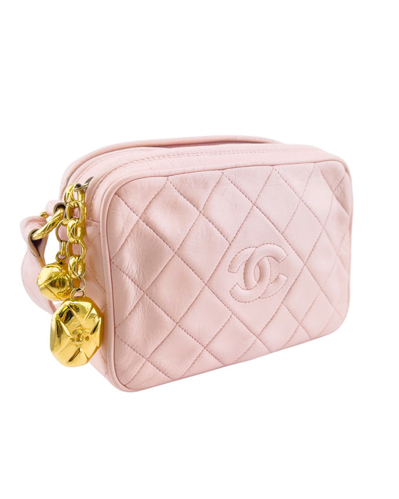 Pink Quilted Mini Camera Bag