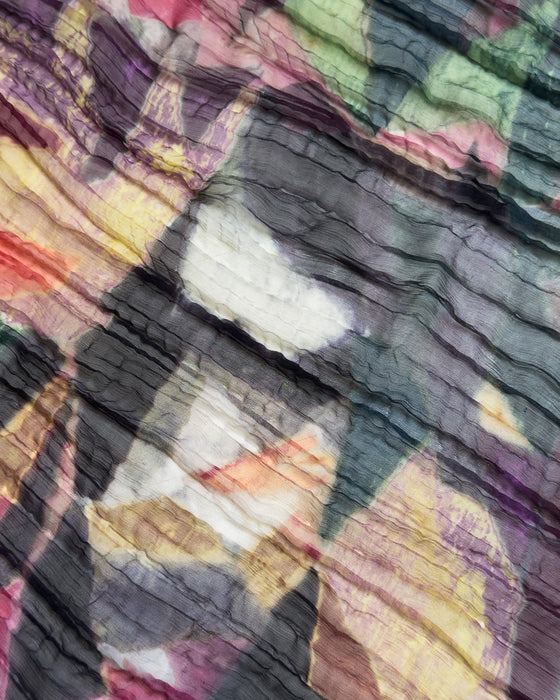 Purple, Pink & Green Abstract Silk Scarf