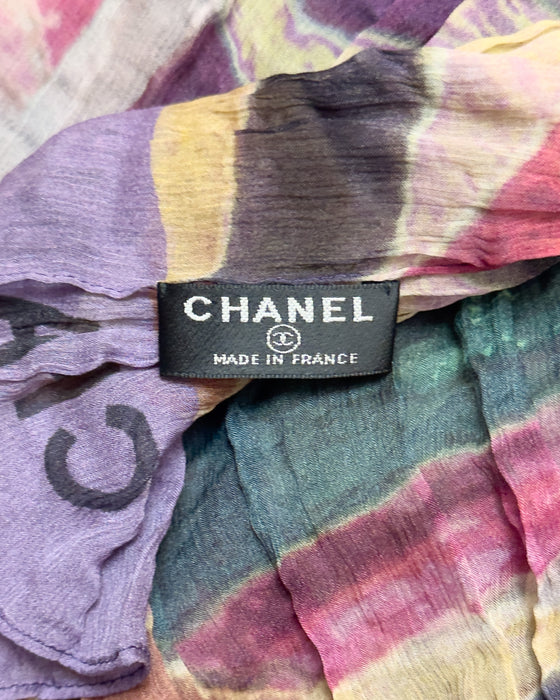 Purple, Pink & Green Abstract Silk Scarf