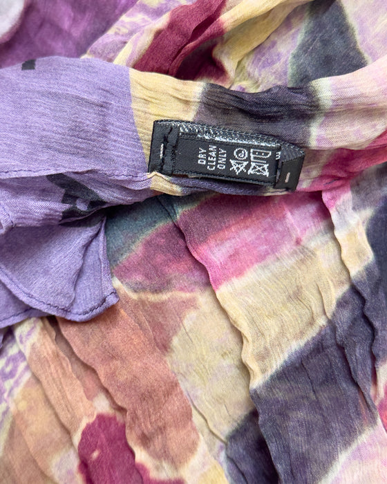Purple, Pink & Green Abstract Silk Scarf