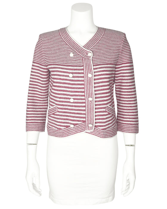 Red and White S/S 2015 Stripe Cardigan