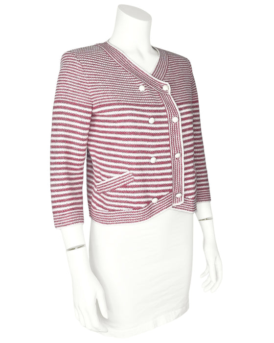 Red and White S/S 2015 Stripe Cardigan