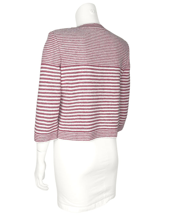 Red and White S/S 2015 Stripe Cardigan