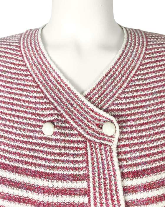 Red and White S/S 2015 Stripe Cardigan
