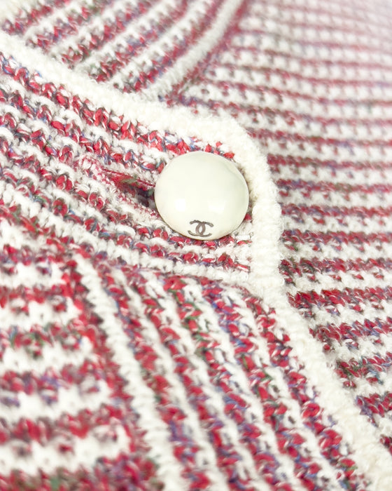 Red and White S/S 2015 Stripe Cardigan