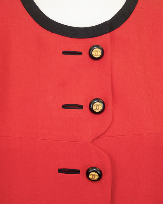 Red Shantung Silk Jacket