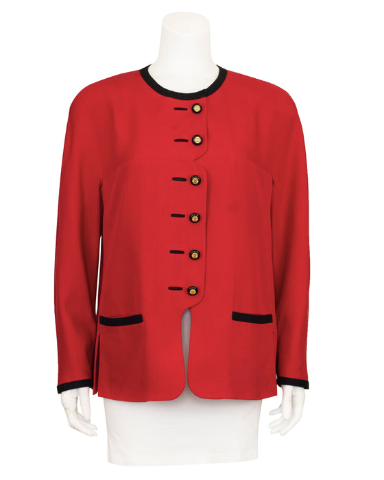 Red Shantung Silk Jacket