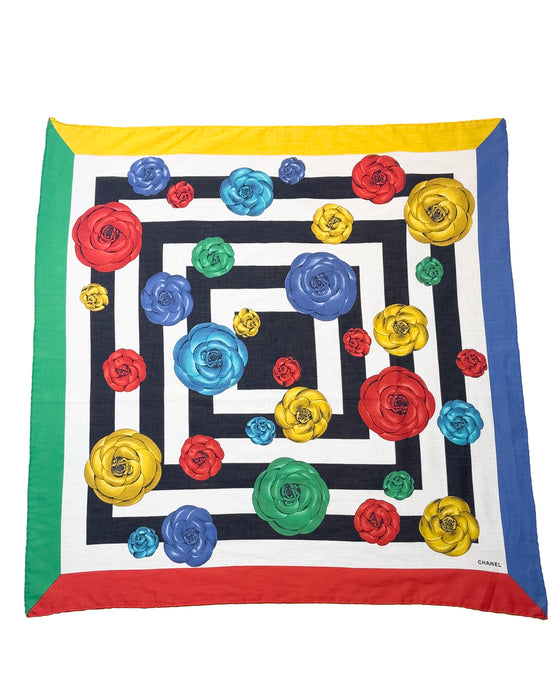 Red, Green, Yellow, and Blue Floral Scarf