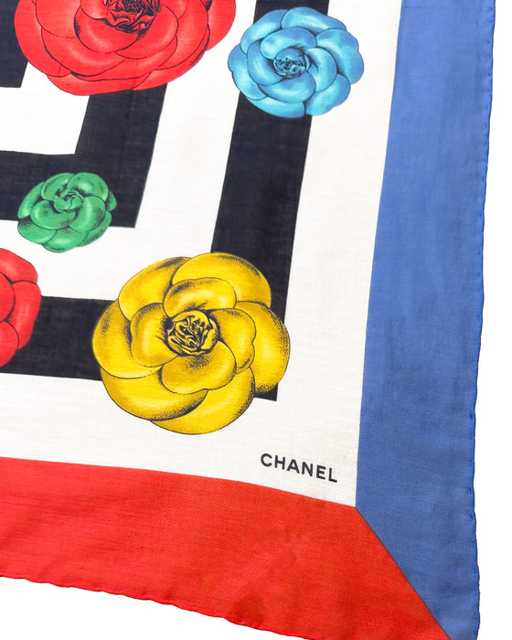 Red, Green, Yellow, and Blue Floral Scarf