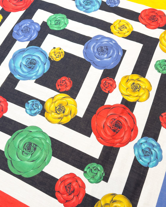 Red, Green, Yellow, and Blue Floral Scarf