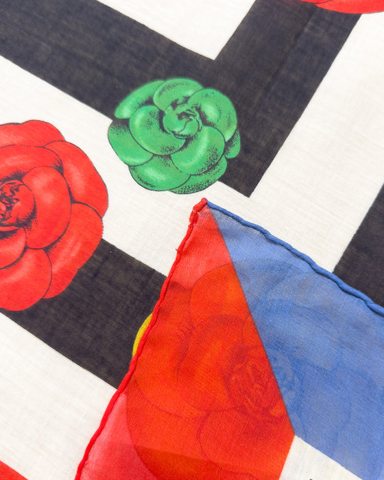 Red, Green, Yellow, and Blue Floral Scarf