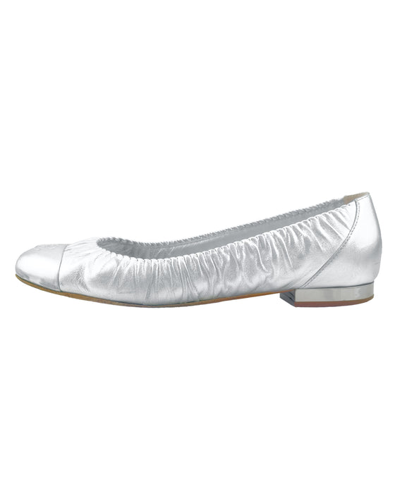 Silver Leather Ballet Flats