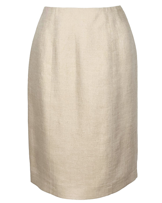 Tan Linen Safari Style Skirt Suit