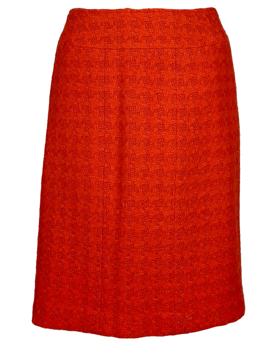 Orange/Red and Navy Wool Weave Skirt Suit