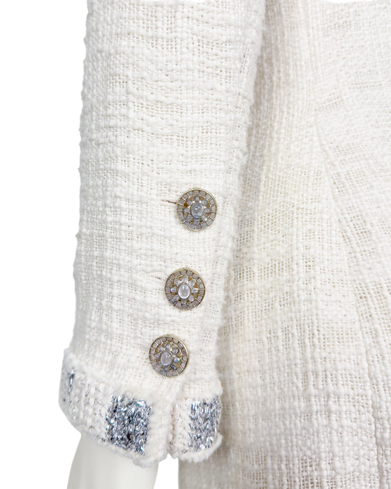 White Ecru Bouclé Paris Bombay Cocktail Dress Pre Fall 2012