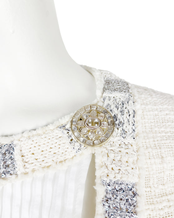 White Ecru Bouclé Paris Bombay Cocktail Dress Pre Fall 2012