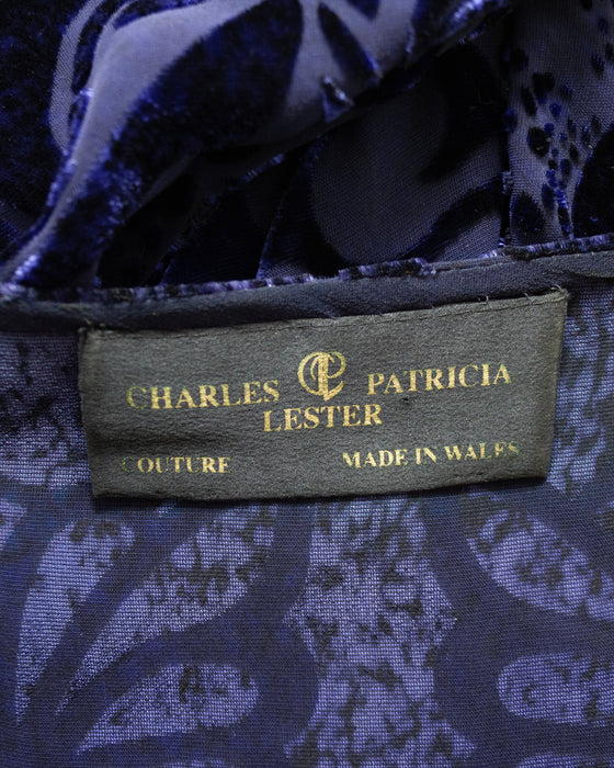 Navy Blue 'Zelda' Devoree Velvet Gown