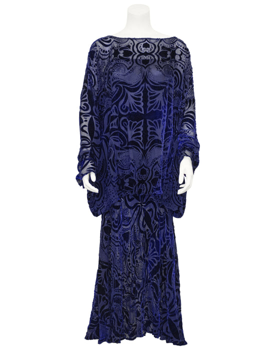 Navy Blue 'Zelda' Devoree Velvet Gown