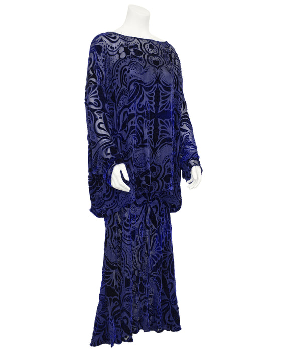 Navy Blue 'Zelda' Devoree Velvet Gown