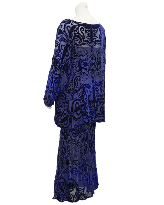 Navy Blue 'Zelda' Devoree Velvet Gown