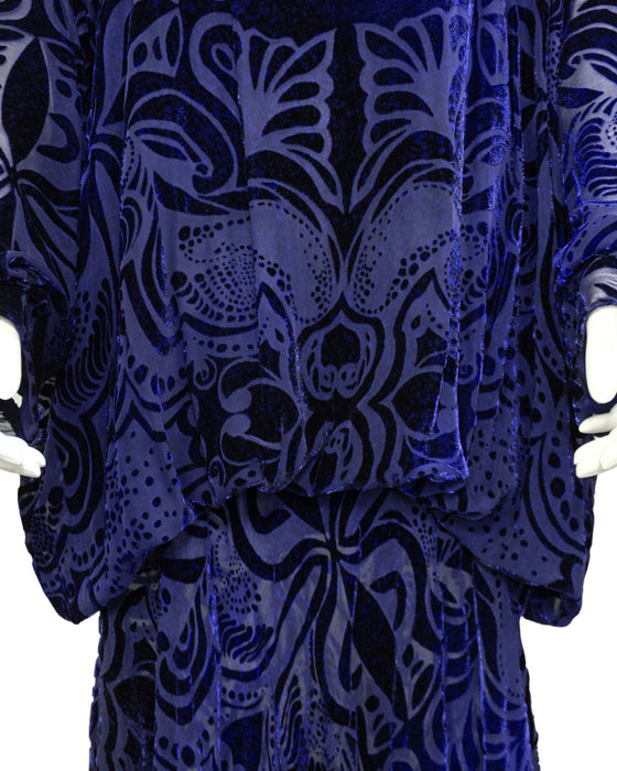 Navy Blue 'Zelda' Devoree Velvet Gown