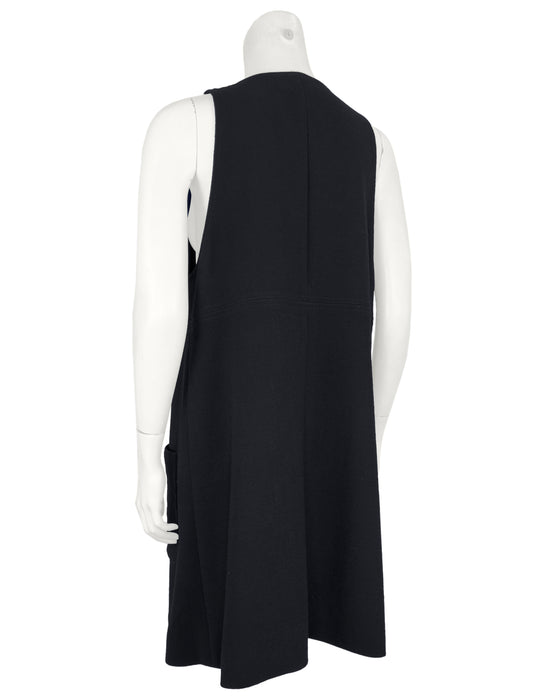 Black Wool Button Front Pinafore