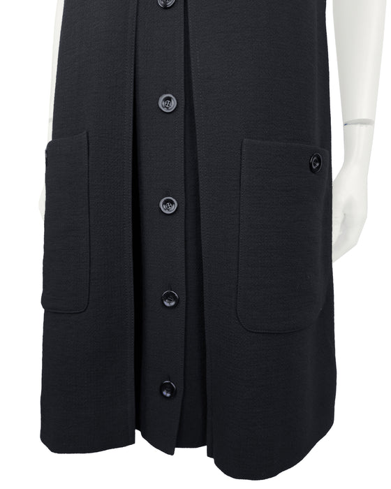 Black Wool Button Front Pinafore