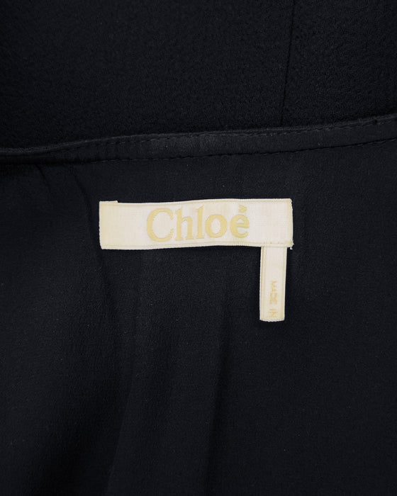 Black Wool Button Front Pinafore