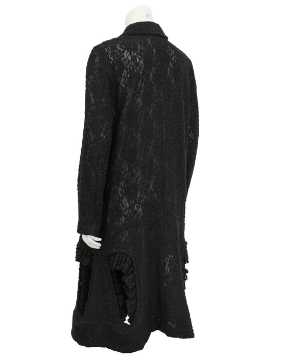 Black Guipure Lace Coat with Cut Outs
