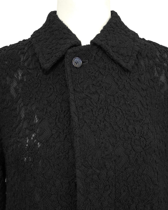 Black Guipure Lace Coat with Cut Outs