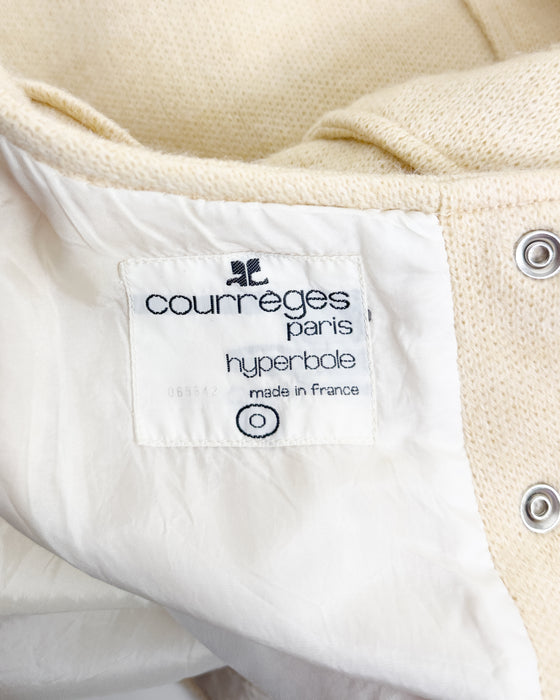 Beige Knit Sleeveless Logo A-Line Dress
