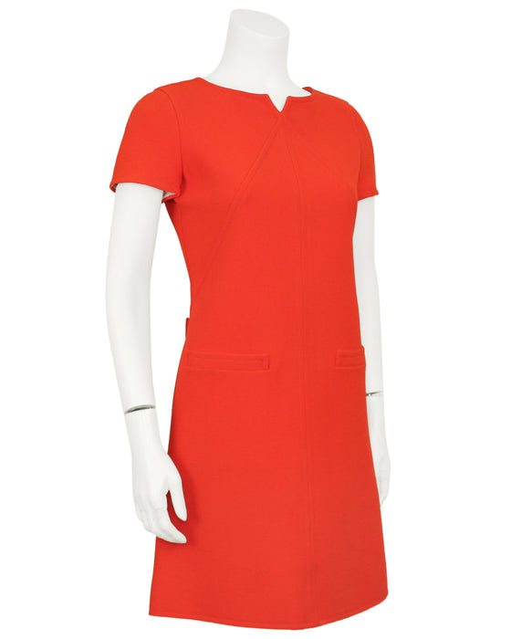 Orange Wool Shift Dress