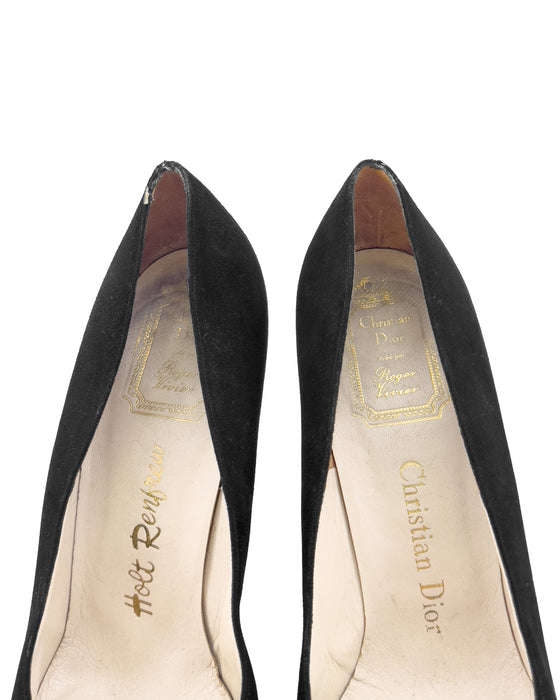Black Suede Pumps by Roger Vivier