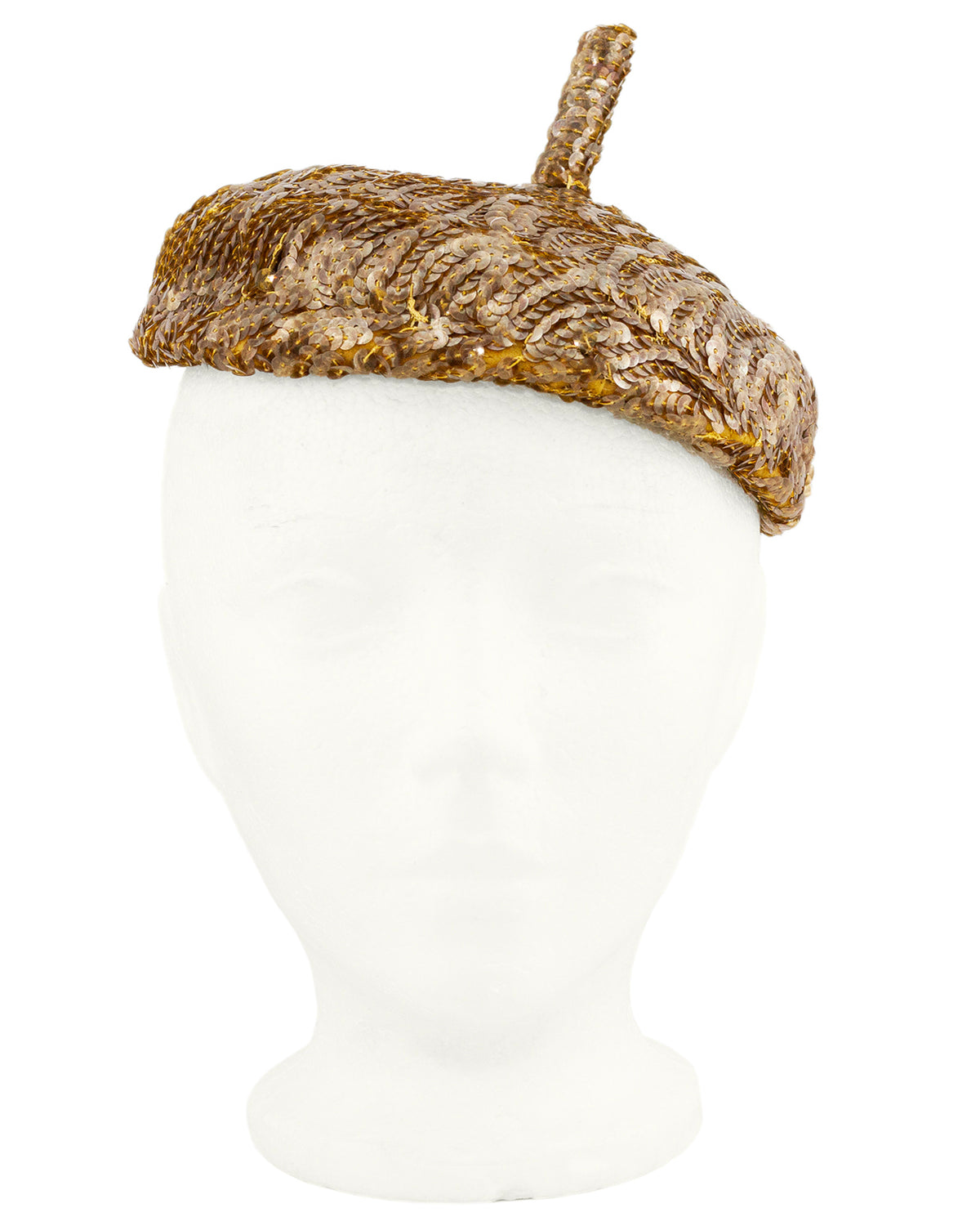 Matte Gold Sequin Beret – Vintage Couture display picture 2