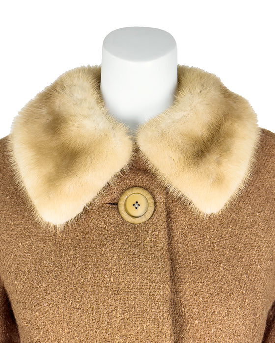 Tan Wool Jacket with Trim