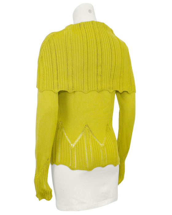 Chartreuse Wool Fold Over Sweater
