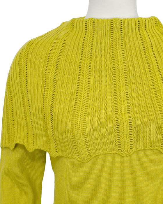 Chartreuse Wool Fold Over Sweater