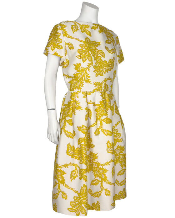 Yellow & Cream Silk Dress