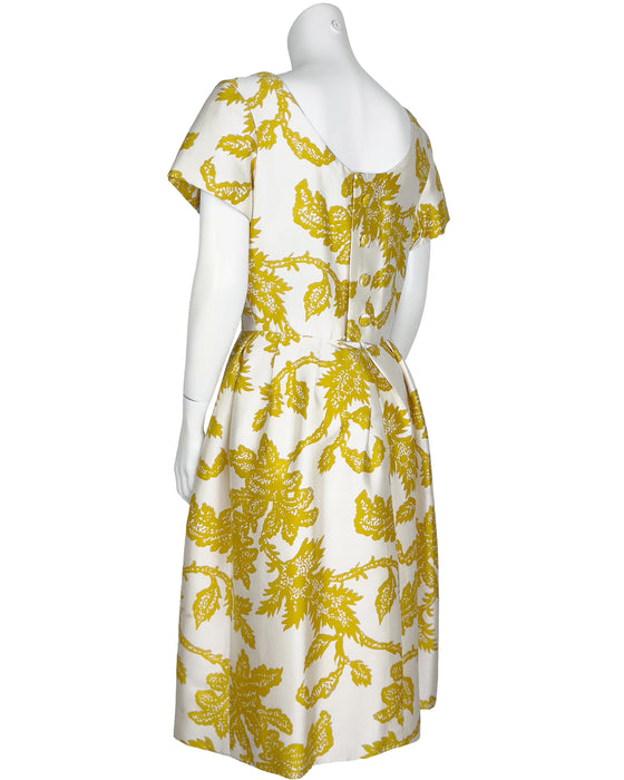 Yellow & Cream Silk Dress